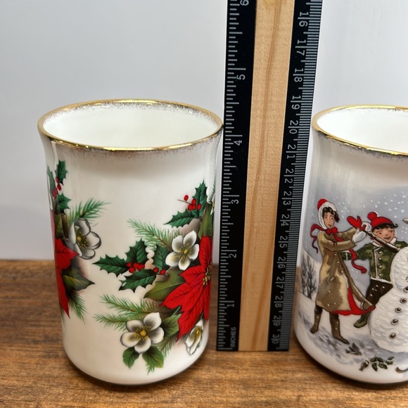 Vintage Porcelain Christmas Cups Set Of Three St George Fine Bone China - Picture 8 of 12